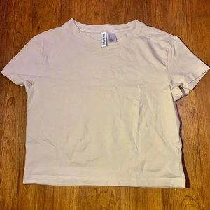 H&M cream short sleeve cropped t-shirt